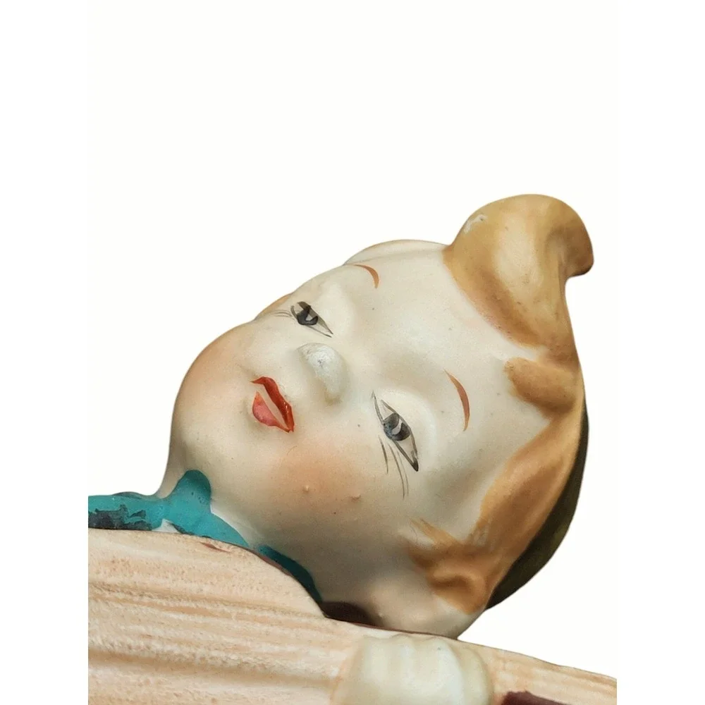 Vintage L&M Lipper & Mann Boy Girl Figure Sconce Wall Pocket Pair Japan 1956‎